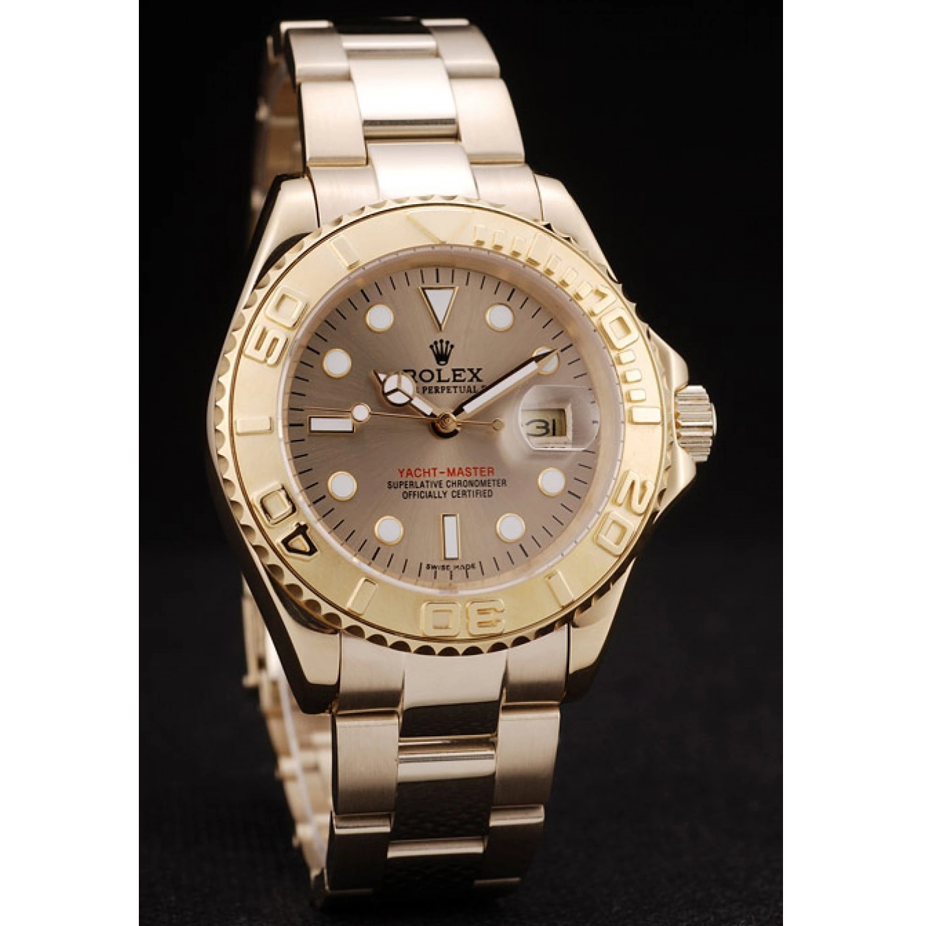 Aaa replica watch Dial Gold Master Rolex Bezel Yacht Gold 98232 0825